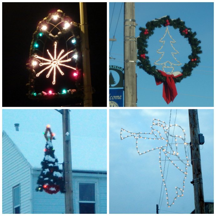 Christmas decorations - stained glass window, wreath, tree, angel